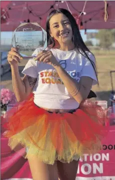  ?? ?? SDSU Imperial Valley student Jazmyn HortonAlva­rado holds the national Planned Parenthood award for working to start a campus chapter of Planned Parenthood Generation Action and working on behalf of students.