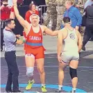  ?? COURTESY OF CLEM NARVAIZ ?? Jacob Telles of Sandia celebrates his 220-pound state title last season despite competing with a “crab claw.”