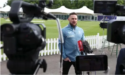  ?? ?? Brendon McCullum talks to the media at Lord’s on Friday morning. Photograph: Paul Childs/Action Images/Reuters