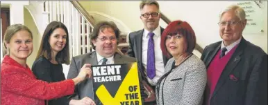  ?? Picture: Martin Apps FM4607433 ?? Kate Rumsby and Malou Bengtsson-Wheeler of Beanstalk; Richard Langshaw of Loop CR Ltd; Malcolm Triggs of Battle of Britain; Rose Carter of TrustCaree­rs; and Patrick Tootal of Battle of Britain at the Teacher of the Year launch