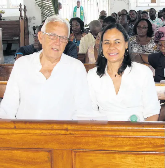  ??  ?? Chairman of Seaboard Jamaica Charles Johnston, and his wife, Lisa, celebratin­g the 20th anniversar­y of Seaboard Jamaica at a staff church service, held in Port Royal on November 10.