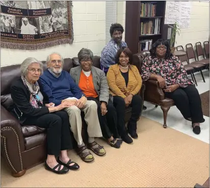  ?? COLIN AINSWORTH - MEDIANEWS GROUP ?? Members of Chester Kiwanis are pictured meeting at the NAACP Chester Branch office at the Leake Center: Ann Hubben, gala planning committee member; Will Richan, president; Charlotte Beverly, gala planning committee member; Farela Howie, gala planning committee chair; Mary Payne, treasurer (to rear of Howie); and Karen Jones, secretary.