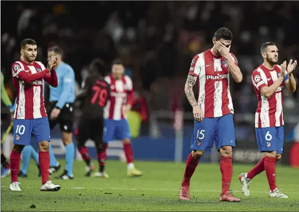  ?? FOTO: GETTY ?? El Atlético de Madrid cosechó una dolorosa derrota frente al Milan que complica mucho sus aspiracion­es en la Liga de Campeones