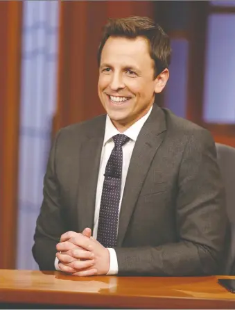  ?? PETER KRAMER/THE ASSOCIATED PRESS ?? Seth Meyers says working from home is tough for a comedian. “It’s that weird thing of trying to balance when you tell a joke and how long you wait until you tell the next one.”
