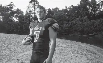  ?? Courtesy of Jake Daniels ?? Former Rice defensive end, Blain Padgett, seen in a high school football photo, was found dead after he missed a practice on March 2. His former teammate is accused of selling him carfentani­l.