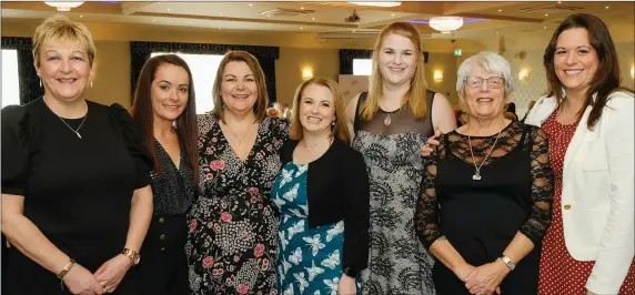  ??  ?? Helen Sunderland, Catherine O’Leary, Jenny Farrell, Jeanette, Toni and Sheila Neary, and Susan Farrell at the Internatio­nal Women’s Day lunch in the Arklow Bay Hotel.