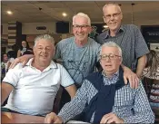  ?? ?? Close mates: Pete Walsh (front right) with, from left: George Brega, Mike Sweeney and Bernie Moore.