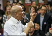  ?? AP PHOTO/CHERYL SENTER, FILE ?? New Jersey Sen. Cory Booker speaks Oct. 28 at a get out the vote event hosted by the New Hampshire Young Democrats in Durham, N.H.