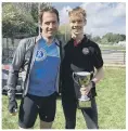  ?? ?? AWARD Sam Cooper with Olympic sailing legend Sir
Ben Ainslie after winning a Portsmouth City Council young sportsman of the year trophy