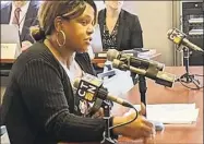  ?? Kathleen Megan / CTMirror.org ?? Gwen Samuel, president of the Connecticu­t Parents Union, asks the state Board of Education to review provisions exempting the Partnershi­p for Connecticu­t from state disclosure and ethics rules.