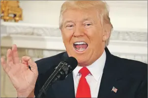  ?? AP PHOTO ?? President Donald Trump speaks to a meeting of the National Governors Associatio­n, Monday, Feb. 27, 2017, at the White House in Washington.