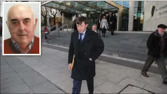  ?? File photo ?? Anthony O’Mahony’s nephew James O’Mahony leaves the Criminal Courts of Justice complex in Dublin on Monday having delivered a victim impact statement at the sentencing hearing of his late uncle’s killer Michael Ferris. Photo Mark Condren (Inset image) The late Anthony O’Mahony