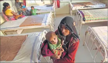  ??  ?? The 20bed Nutritiona­l Rehabilita­tion Centre (NRC) set up to save the lives children with Severe Acute Malnourish­ment (SAM) at Pohari in Madhya Pradesh has only three occupants. VIRENDRA SINGH GOSAIN/HT PHOTO