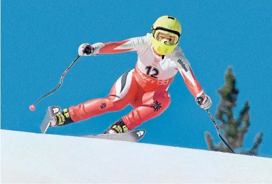  ??  ?? Bei den Olympische­n Spielen 1988 in Calgary fuhr Sigrid Wolf ihren größten Erfolg ein, die Goldmedail­le im Super-G.