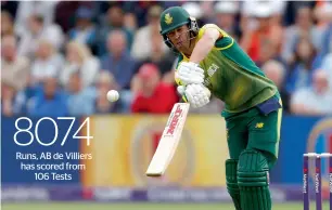  ?? Reuters ?? AB de Villiers scored a dashing 35 off 19 balls in the third T20 against England. —