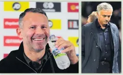  ??  ?? GRIN &amp; BEAR IT Former United star Giggs is behind under-fire Mourinho