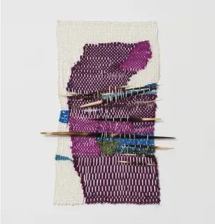  ??  ?? 5. Escape to the North, 2013, Sheila Hicks, linen, silk, bamboo, porcupine quills, 24.5 × 14cm