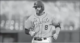  ?? BEN MARGOT/AP ?? Giants' Hunter Pence runs the bases after hitting home run on Aug. 14 in San Francisco.