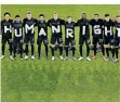  ?? FOTO: DPA ?? „Human Rights“stand auf den Shirts der deutschen Spieler.