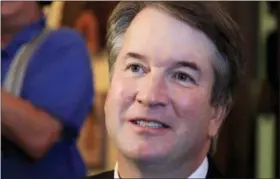  ?? MANUEL BALCE CENETA — THE ASSOCIATED PRESS ?? In this photo, Supreme Court nominee Brett Kavanaugh on Capitol Hill in Washington, during a meeting Wednesday. Some Democrats are warning that Supreme Court nominee Brett Kavanaugh could spell doom for the Affordable Care Act. This is even as some...