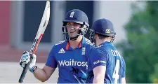  ??  ?? Fifty-run salute: Ian Nairn acknowledg­es the crowd during England’s T20I against Pakistan in Dubai