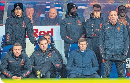  ??  ?? The expression­s on the faces of the Rangers backroom team during the midweek loss to Hamilton Accies say it all