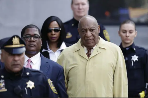  ?? MATT SLOCUM — THE ASSOCIATED PRESS FILE ?? FILE – In this file photo, Bill Cosby departs after a pretrial hearing in his sexual assault case at the Montgomery County Courthouse in Norristown, Pa. A crucial phase of Cosby’s sex assault trial starts Monday when lawyers gather in Pittsburgh to...