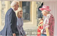  ??  ?? US President Joe Biden and First Lady Jill with the Queen at Windsor Castle yesterday