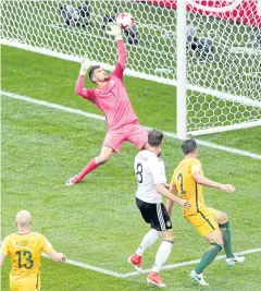  ?? REUTERS ?? Germany’s Leon Goretzka, No.8, scores against Australia.