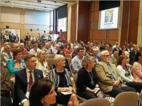  ?? BILL RETTEW JR. – DIGITAL FIRST MEDIA ?? A packed house listens to U. S. Rep. Joe Kennedy III, D- Mass., during the Chester County Young Democrats program, “Vision of the Future” at West Chester University.