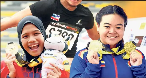  ??  ?? Learning from the best: (From left) Nurul Alyahaziqa­h Kamarzaman, Andre Anura Anuar and Jabriella Teo Samuel.