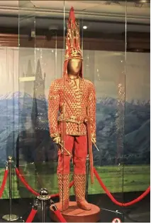  ??  ?? The exhibit’s highlight is a reconstruc­tion of the clothing and weapons of the Golden Man, discovered during a grave excavation in 1969 in Kazakhstan. — LOW Lay PHON/THE star