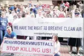  ??  ?? BREATHING SPACE: Upper Highway residents protest against waste management company EnviroServ over toxic fumes from the Shongweni landfill site.