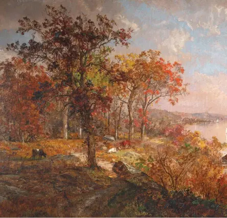  ??  ?? Jasper Francis Cropsey (1823-1900), October on the Hudson, 1886. Oil on canvas, 18 x 381/8 in., signed and dated lower left: ‘J.F. Cropsey / 1886–’.