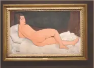  ??  ?? NU COUCHE (sur le cote gauche) by Amedeo Modigliani at Sotheby’s preview of the May Evening Sale of Impression­ist and Modern Art, in New York on May 4.