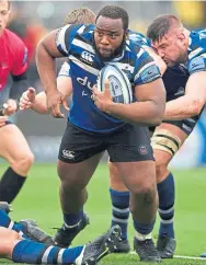  ??  ?? Cover version: Bath’s Beno Obano on the charge