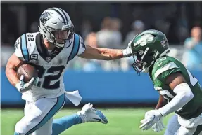  ?? BOB DONNAN/USA TODAY SPORTS ?? Panthers running back Christian McCaffrey produced 187 combined yards from scrimmage against the Jets.