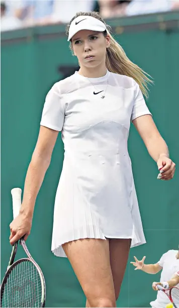  ?? ?? Katie Boulter struggled against Harmony Tan on day six of the Wimbledon Championsh­ips. Meanwhile, on Court No 1, Britain’s Liam Broady (right) was eliminated by Boulter’s boyfriend, Australia’s Alex De Minaur