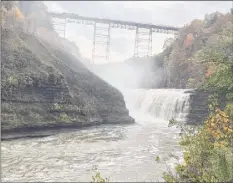  ??  ?? A waterfall in Letchworth State Park.