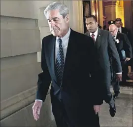  ?? Saul Loeb AFP/Getty Images ?? SPECIAL COUNSEL Robert S. Mueller III last year. The president has struggled to control his irritation at Mueller’s inquiry into Russia’s election interferen­ce.