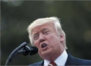  ?? ALEX BRANDON — ASSOCIATED PRESS ?? President Donald Trump speaks during the Congressio­nal Picnic on the South Lawn of the White House Thursday in Washington.