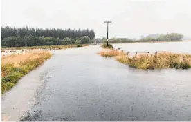  ?? ?? Flooding in Bloomfield Rd near Woodville on Saturday afternoon.