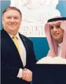  ?? AFP ?? El secretario de Estado, Mike Pompeo (izq.), y su colega saudí, Adel al-Jubeir.