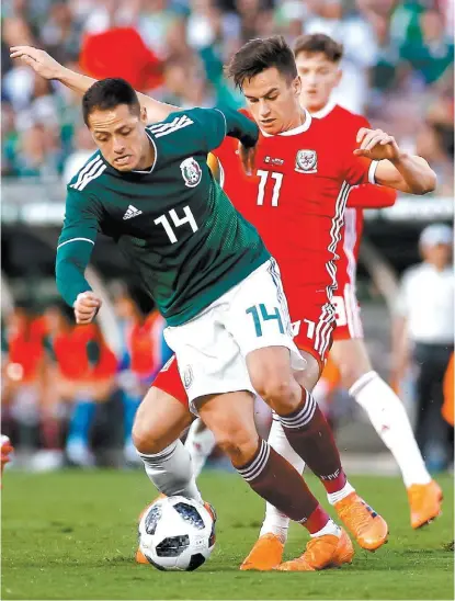  ?? MEXSPORT ?? Javier Hernández, en un duelo del Mundial de Rusia 2018.