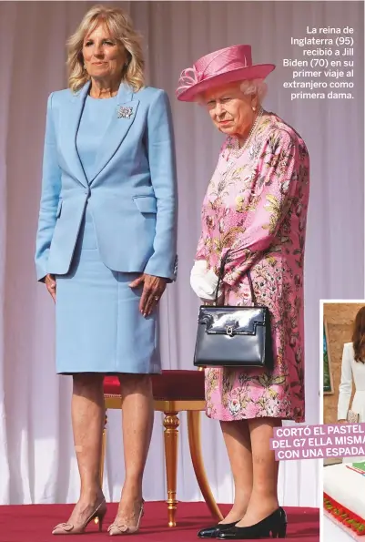  ??  ?? La reina de Inglaterra (95) recibió a Jill Biden (70) en su primer viaje al extranjero como primera dama.