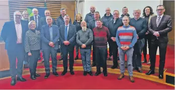  ?? ?? Tom Kilfeather pictured with council members and officials on Monday.