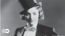  ?? ?? Marlene Dietrich and her iconic top hat and suit