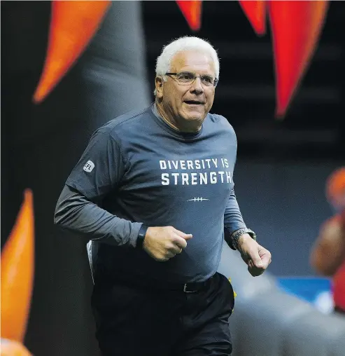  ?? GERRY KAHRMANN/PNG FILES ?? Lions coach Wally Buono, who continues his countdown to retirement Friday in his hometown of Montreal, says he was ‘fortunate’ to have ex-Als coach Al Phaneuf looking out for him when he was growing up.