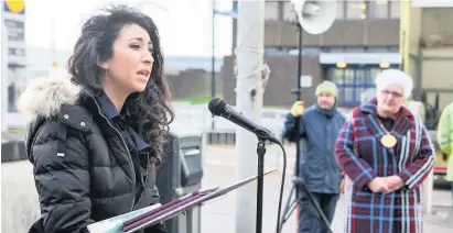  ??  ?? Powerful words Danielle Bett of the Jewish Leadership Council speaks at the ceremony