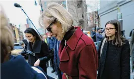  ?? Michael M. Santiago/Getty Images ?? E. Jean Carroll leaves Manhattan Federal Court on Jan.18 in New York City.